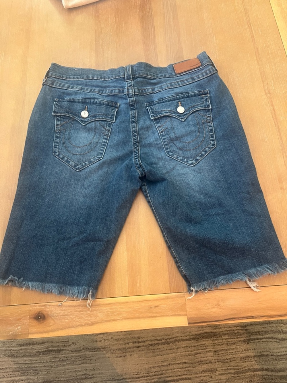 True Religion Men's Ricky Flap Pocket Cut-Off Denim Shorts - Size 36W